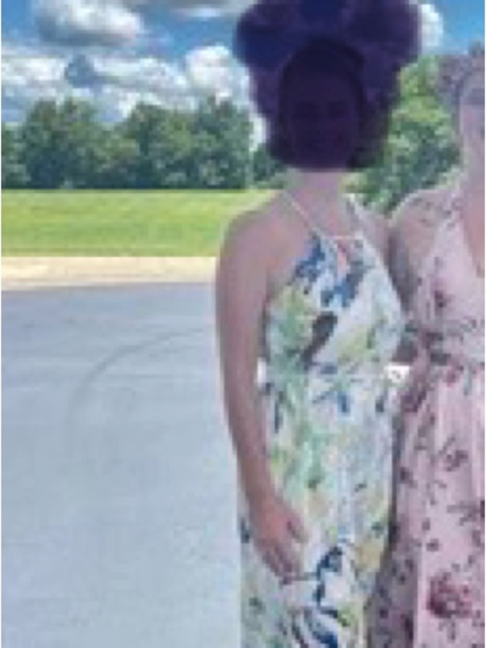 Designer Molly Bracken White  Green and Blue Floral Print dress